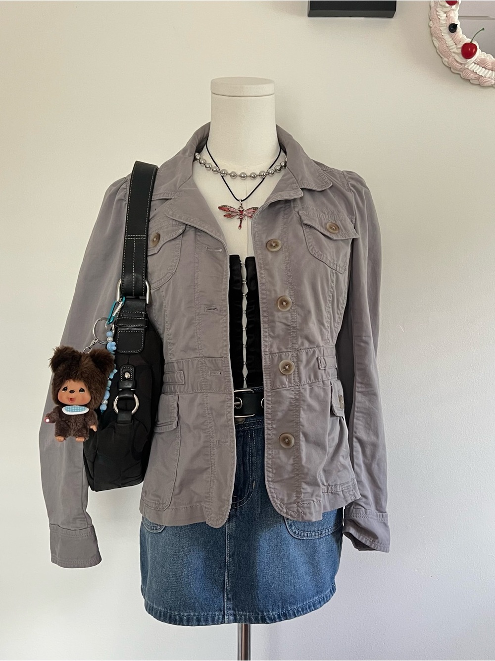 LOFT Gray Utility Jacket with Button Front